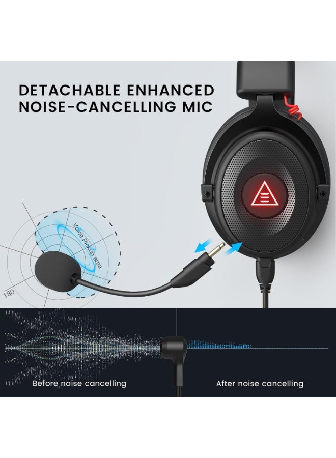 EKSA USB Gaming Headset for PC - Wired Computer Headphone with Detachable Noise Cancelling Mic, 7.1 Surround Sound, 50MM Driver - Laptop Headset with Microphone for PS4/PS5, Xbox One, Laptop, Work - Image 4